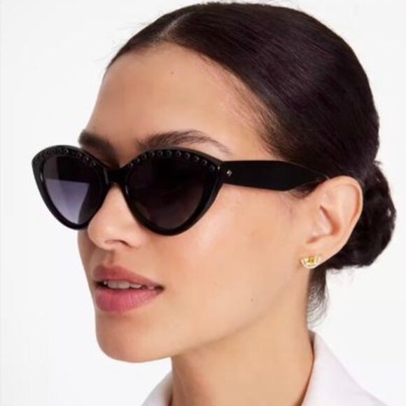 Kate Spade JUNI/G/S PEARL 0807 9O Cat Eye Sunglasses – Black/Grey - Picture 2 of 11